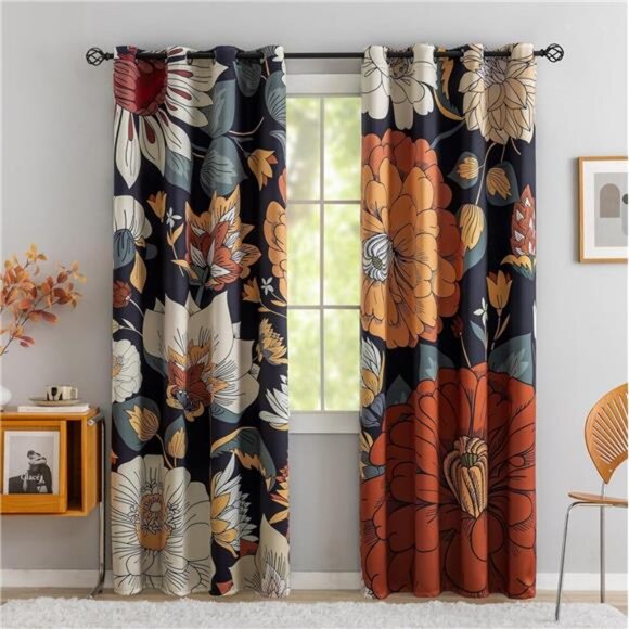 Other - Floral Boho Blackout Curtains for Bedroom 52inch wide by 84 inch Long (2 Panels)